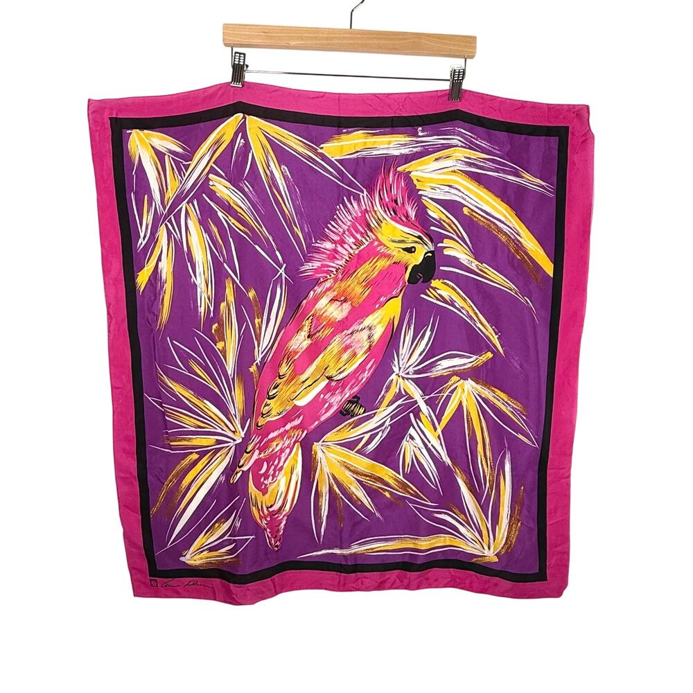 Vintage Anne Klein Bird Print Square Silk Scarf